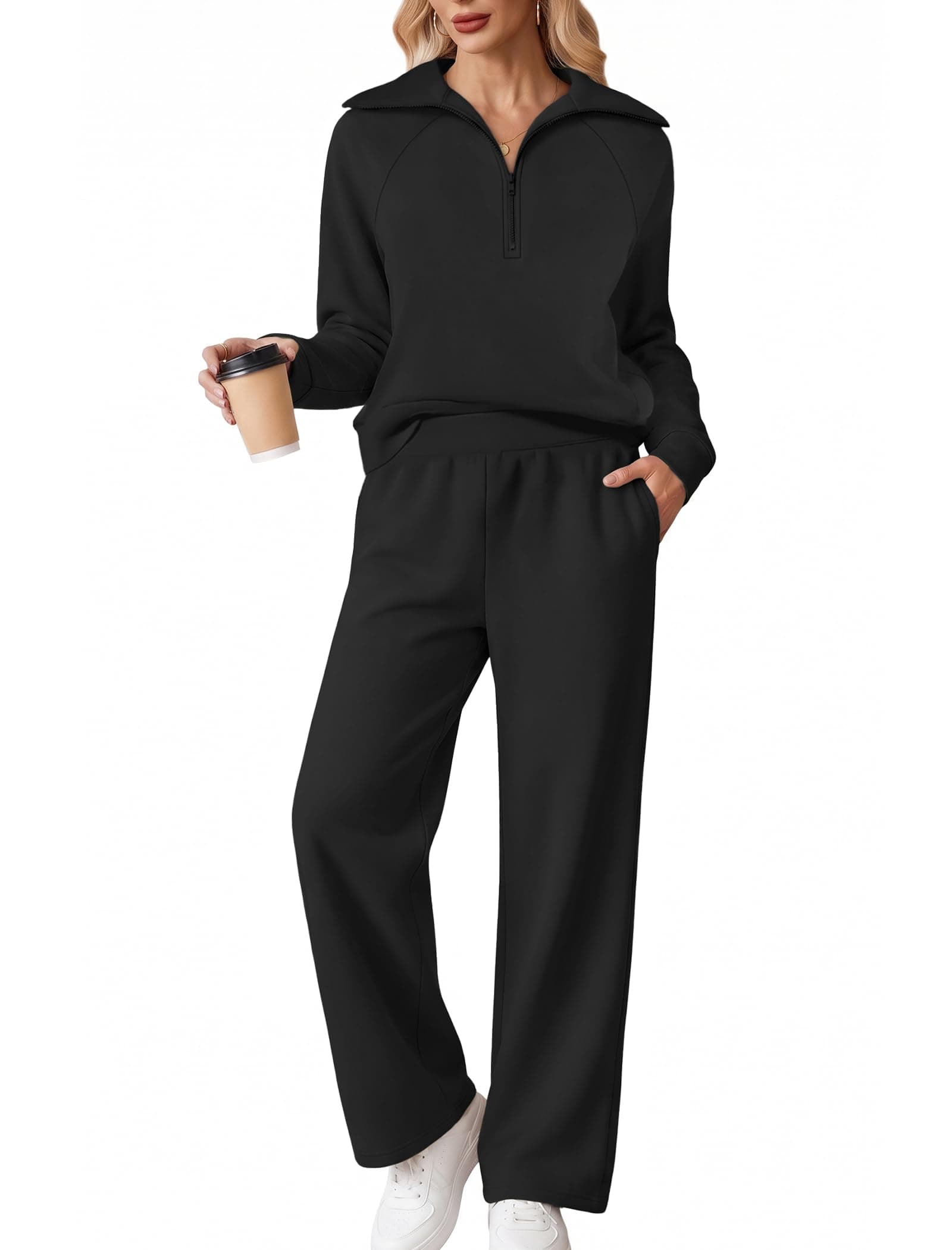 Sampeel Two Piece Sweat Sets for Women Cozy Sweatsuits Fashion Lounge Matching Sets Clothing