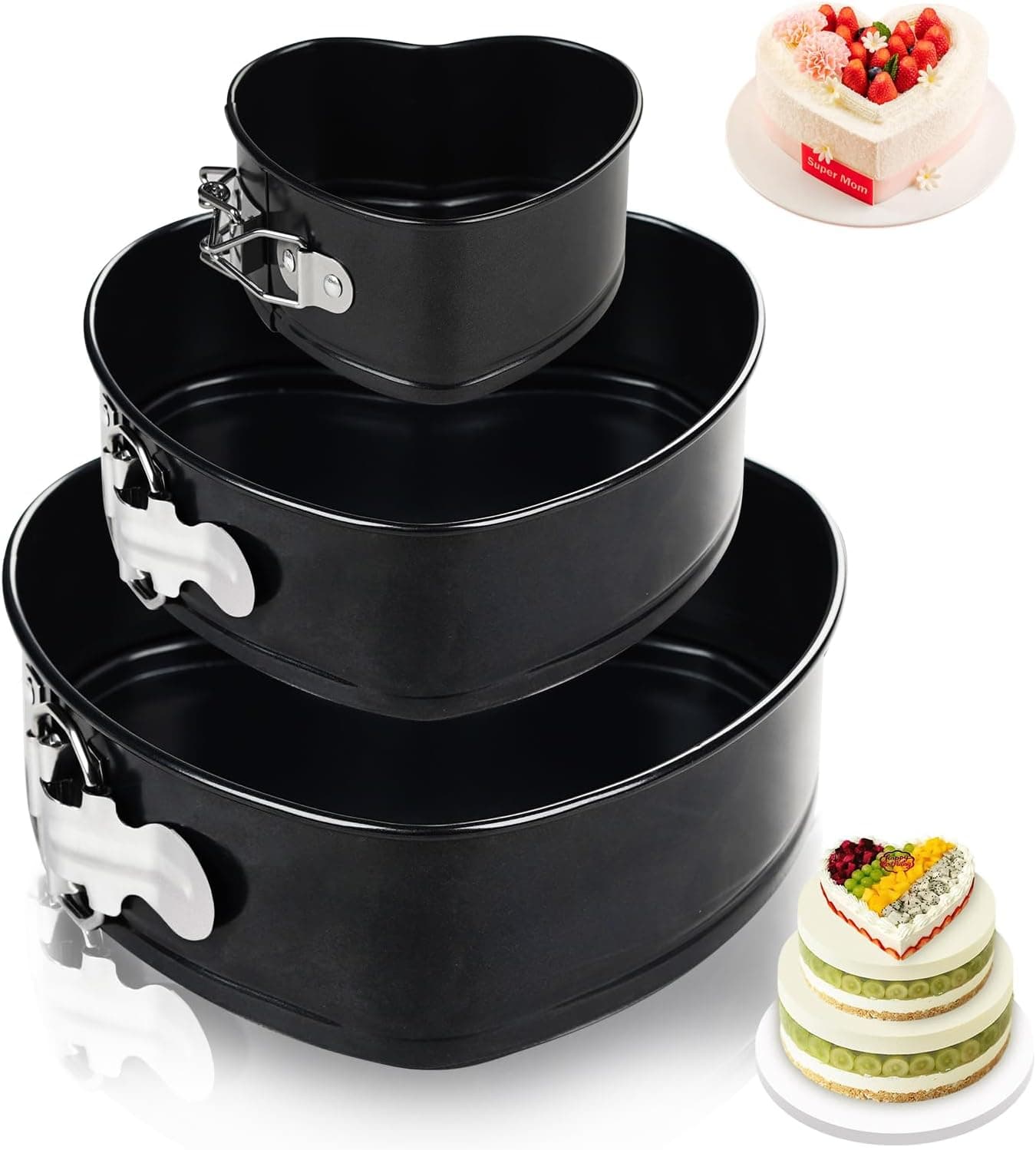 ECCOGREAT Heart Springform Pan Set, 4/7/9 Inch Nonstick Leakproof