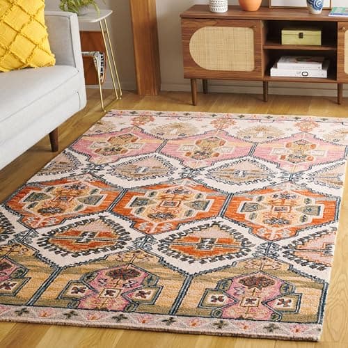 SAFAVIEH Aspen Collection Area Rug - 5' x 8', Red & Ivory, Handmade Wool, Ideal for The Living Room, Bedroom, Dining Room (APN106Q-5)
