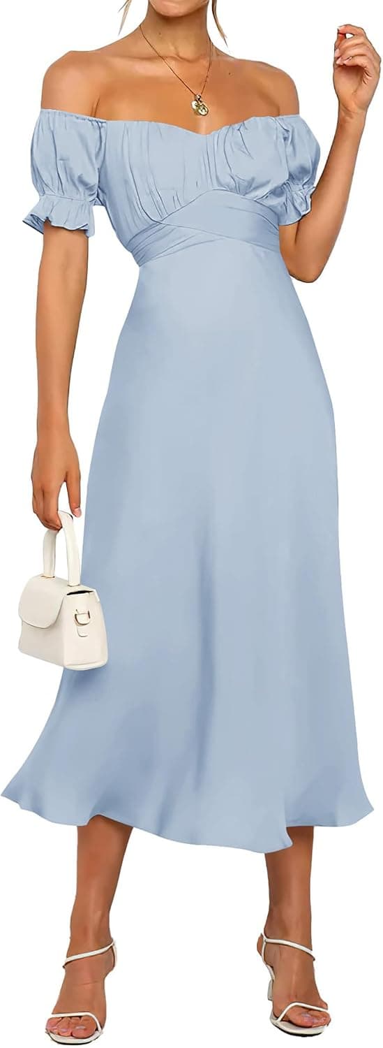 KIRUNDO Women's Satin Summer Wedding Guest Cocktail Dress