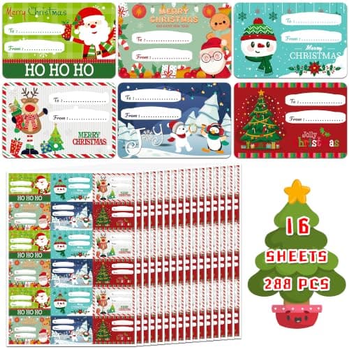 Christmas Gift Tags, Gift Tags for Christmas Presents, 288Pcs Xmas Decor | Gift Tags,Christmas Wrapping Paper for Xmas Presents Decoration Christmas Gift Bags for Women Men(2.95 x 1.6 inch)