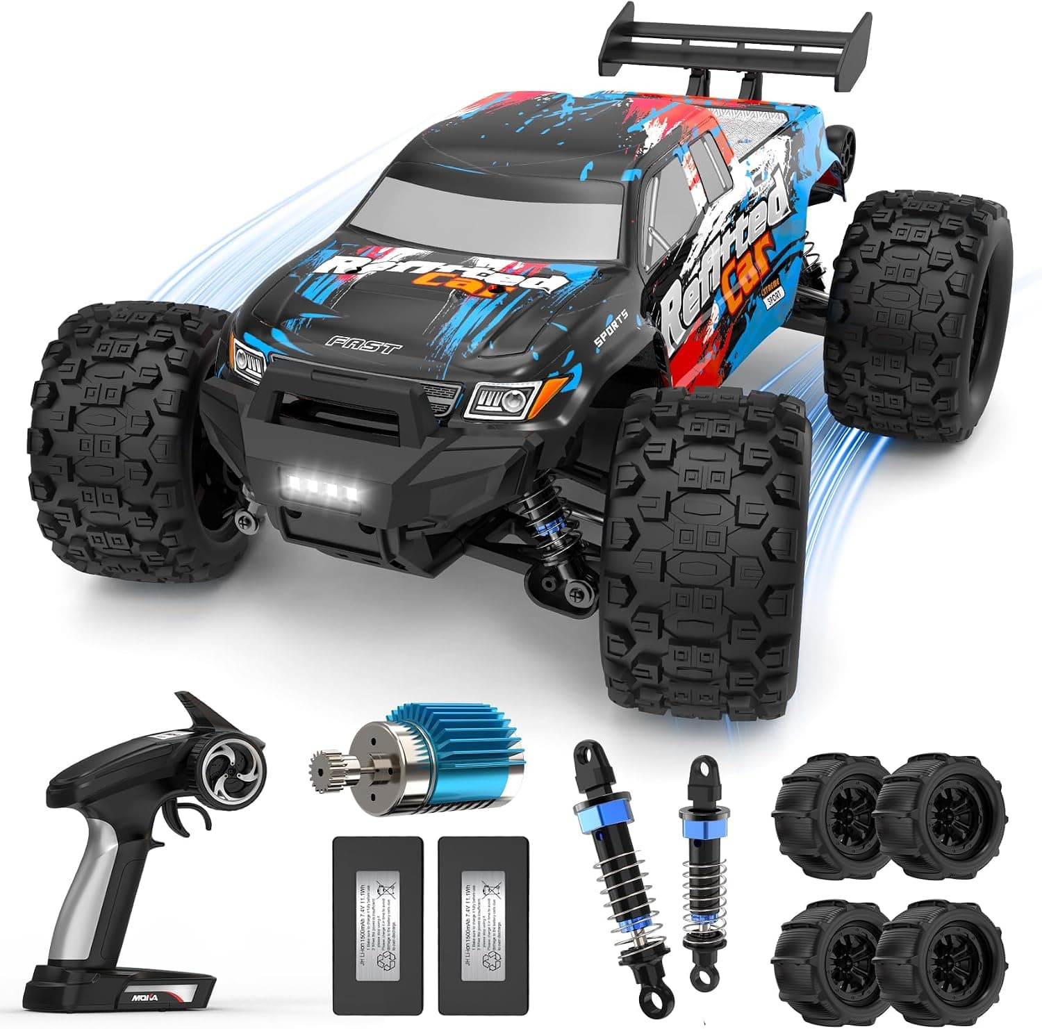 1:16 4X4 High-Speed 40-50+KM/H(Peak) RC Cars Monster Truck - 390 Motor Durable axle & Suspension RC Truck | 3000mAh Batteries | rc Car Toys Halloween Birthday for Teens Aged 14+