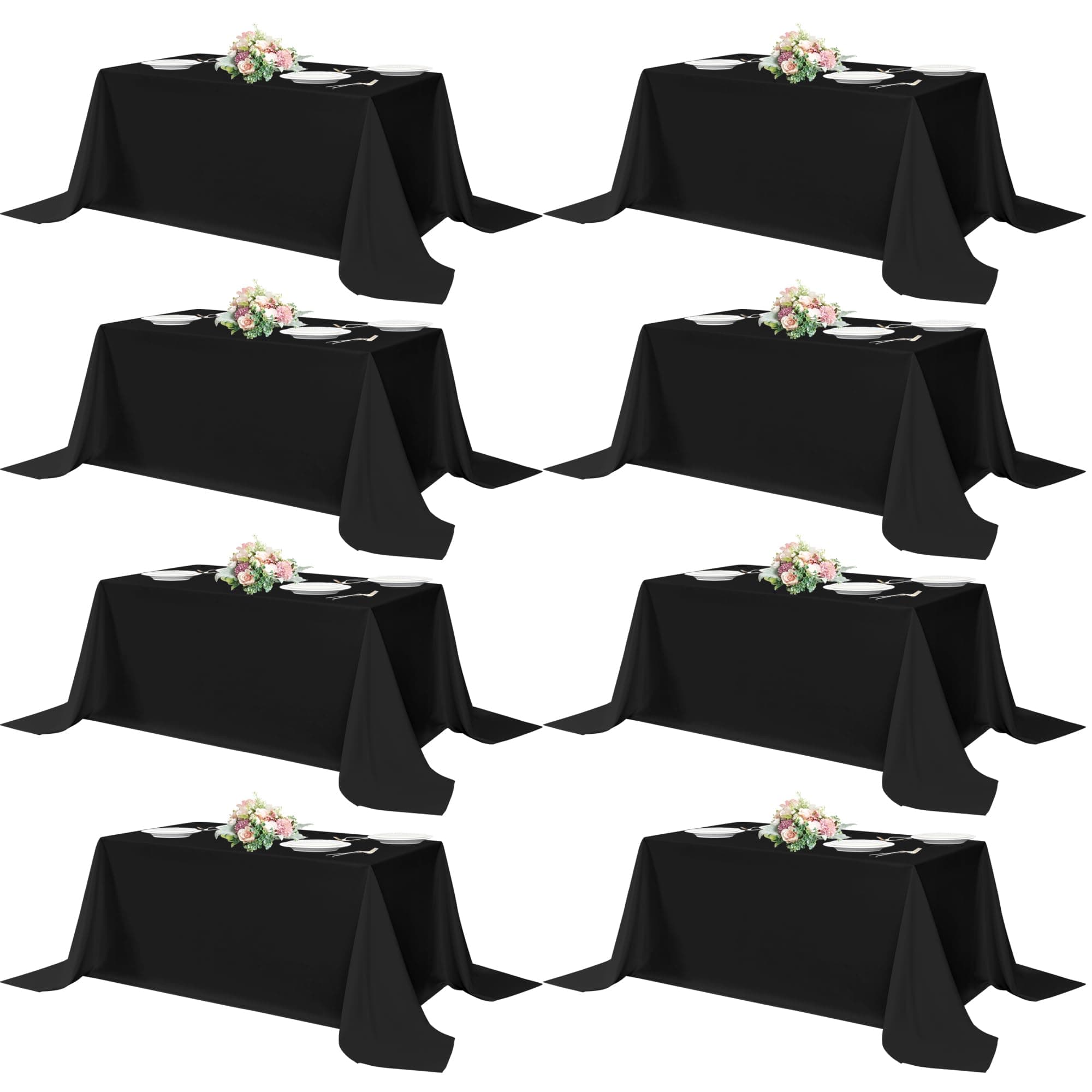 sancua Rectangle Tablecloth, 60 x 84 Inch, Black | Stain and Wrinkle Resistant, Washable Polyester Cloth, Decorative Fabric Cover, For Dining Tables, Buffet Parties and Camping