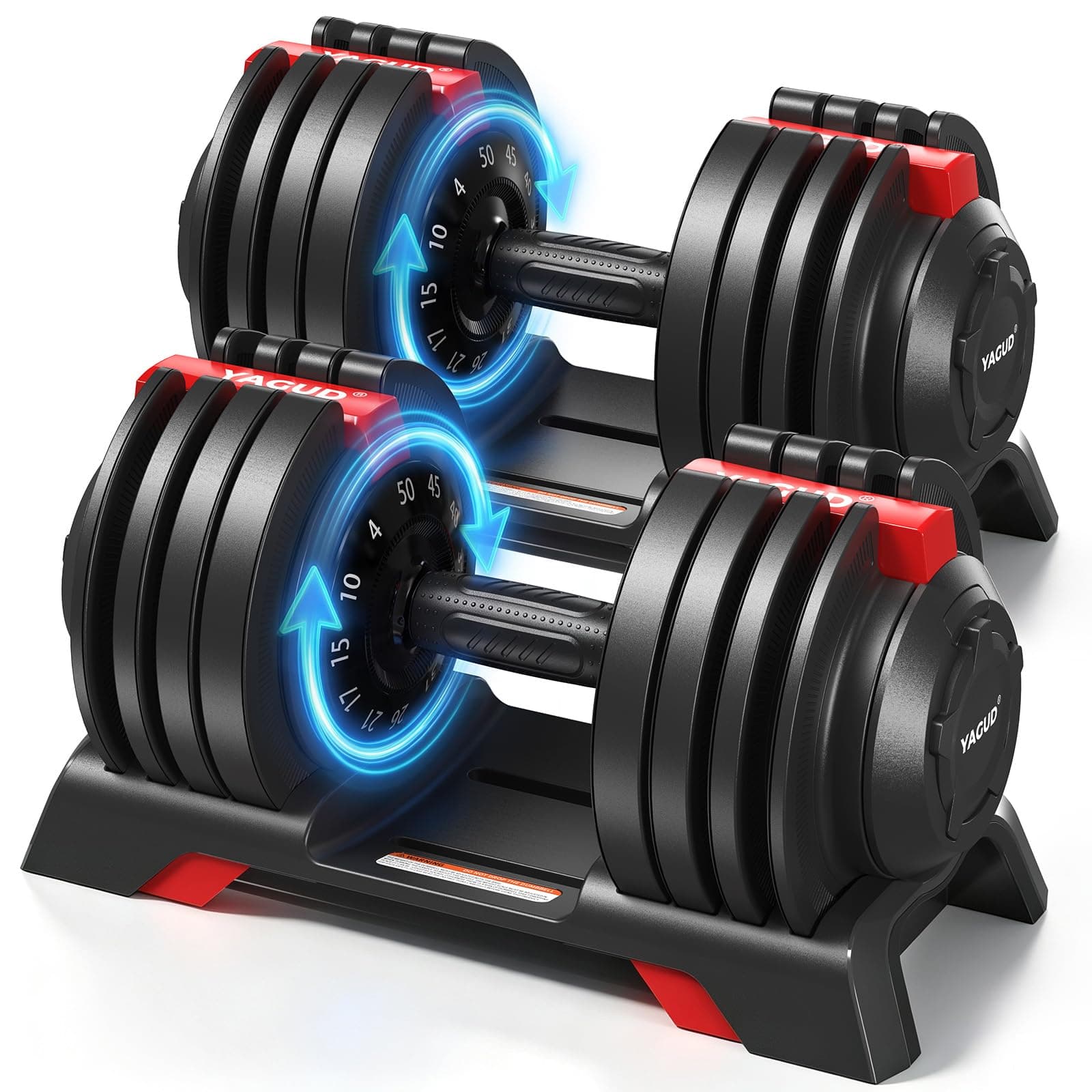 Yagud Adjustable Dumbbell Set, 40/50/90lbs Adjustable Weights Dumbbells | 12/16 Levels Adjust,1 Hand Rotation, Safety Lock System, Non-Slip Texture Grip, Space-Saving Design for Full-Body Home Gym