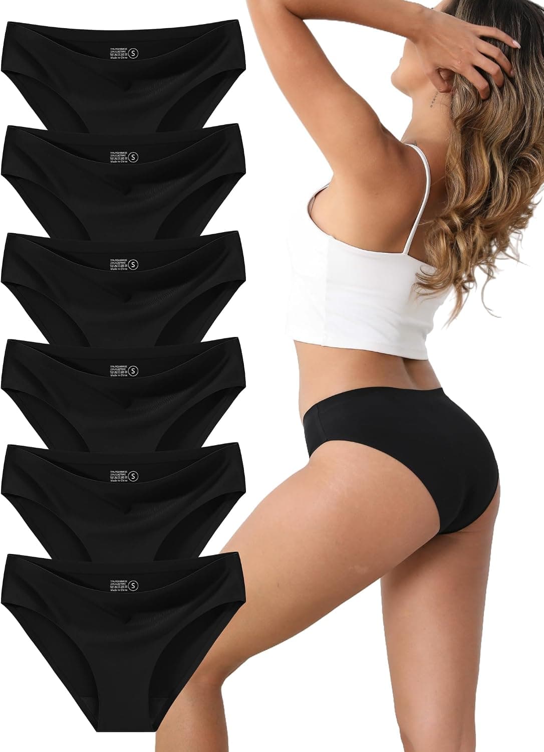 Women's Seamless Underwear Stretch Bikini Panties No Show Invisible Hipster XS to 3XL 6 Pack