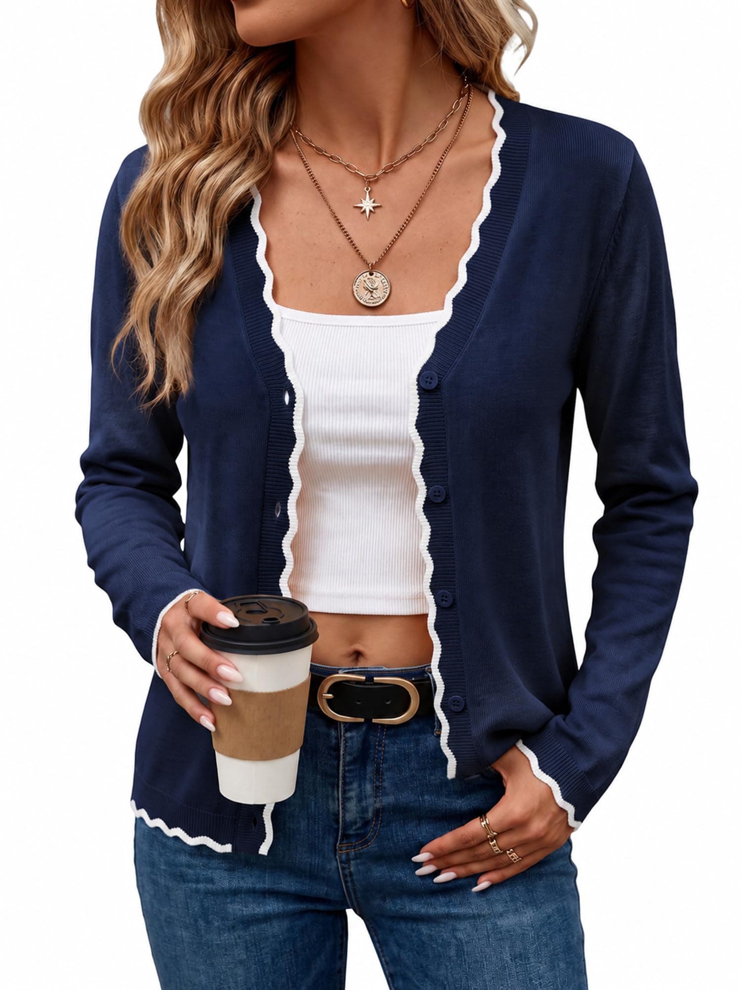TCOT Cardigan Sweaters for Women Lightweight Cardigans 2026 Fall Outfits | Long Sleeve Knit Cardigan, V Neck Button Down Cardigan Sweaters, Cardigan For Dress, Business Casual, Teacher Outfits