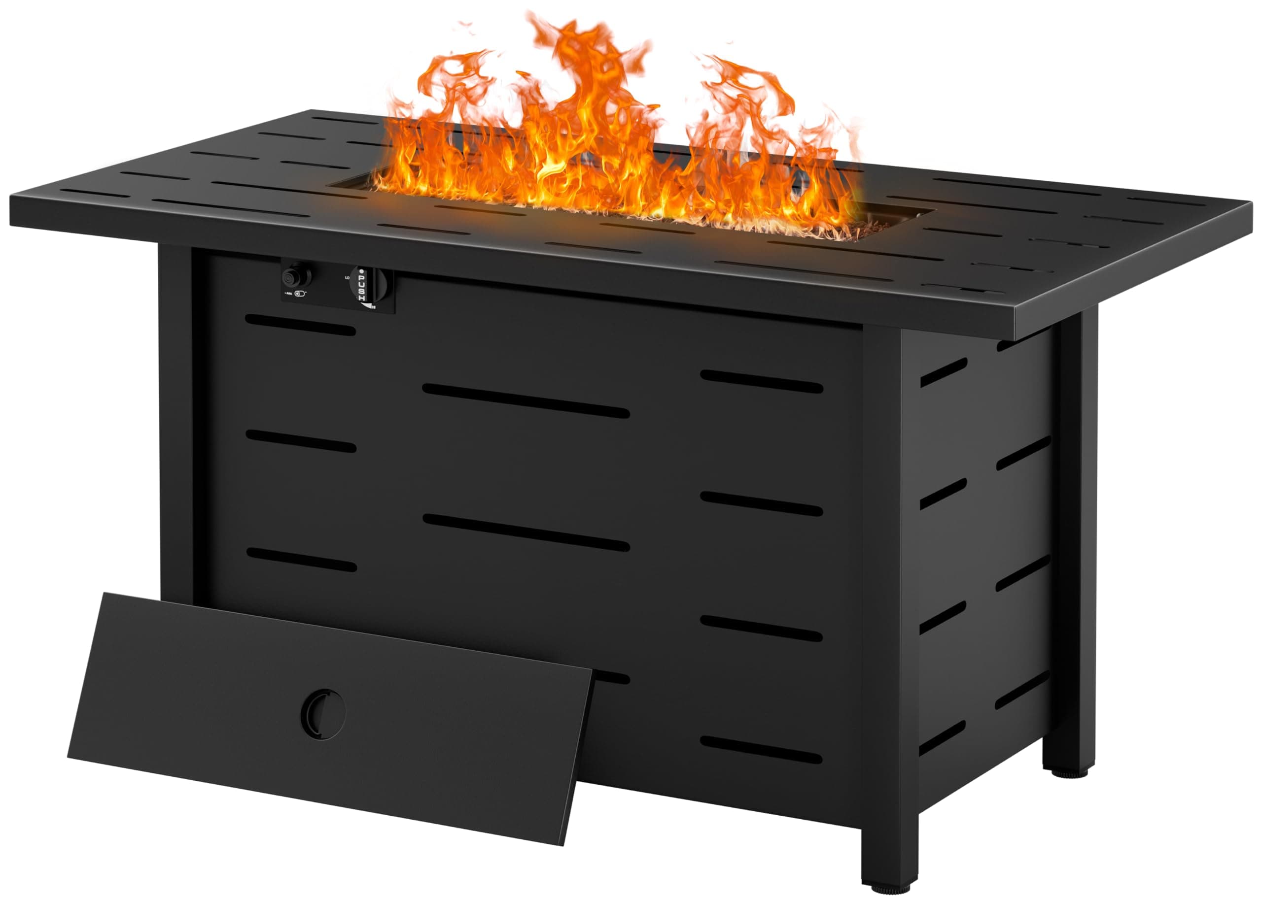 43 inch Outdoor Propane Fire Pit 60,000 BTU Gas Fire Pit Table with Lid, Waterproof Cover, Rectangle Gas Firepit Table for Garden/Patio, CSA Certification