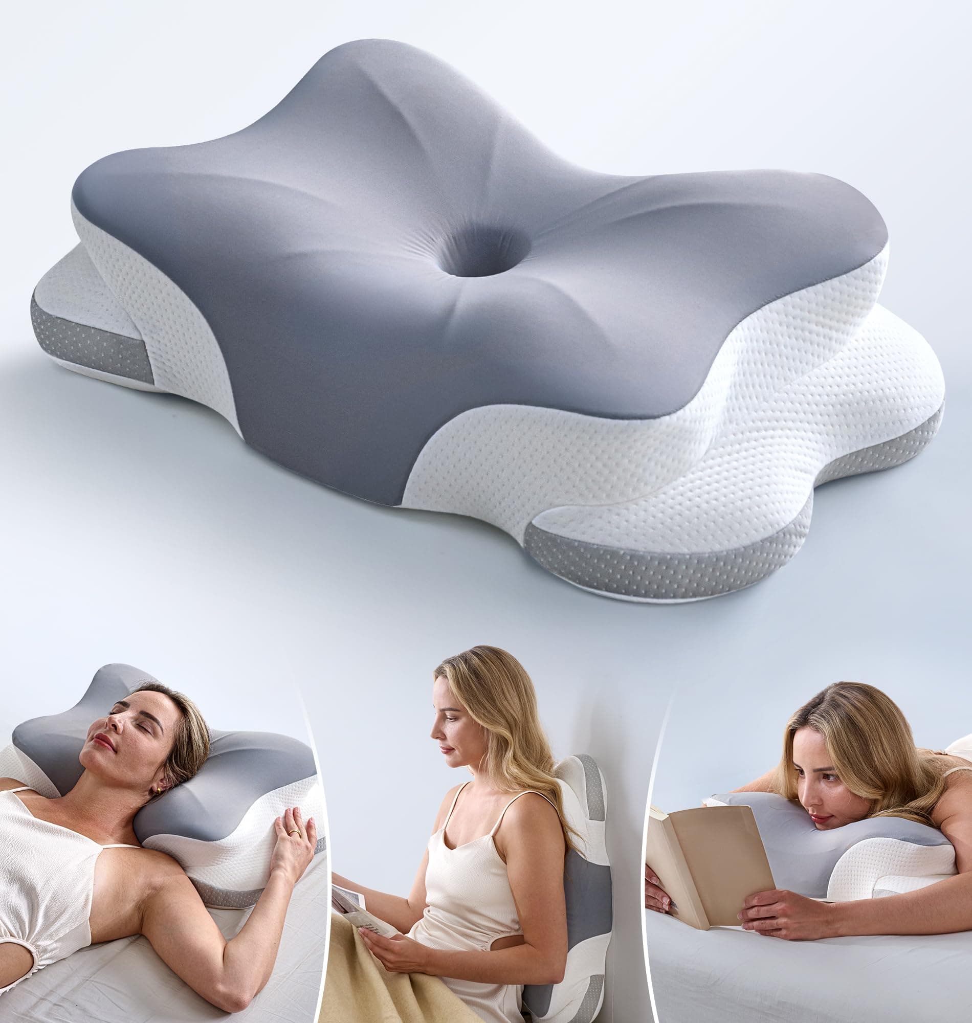 Ultra Pain Relief Cervical Neck Pillow for Sleeping, 5X Support Ergonomic Contour Pillow for Deep Sleep, Cooling Memory Foam Pillows for Adults, Orthopedic Bed Pillow for Side Back, Stomach Sleepers