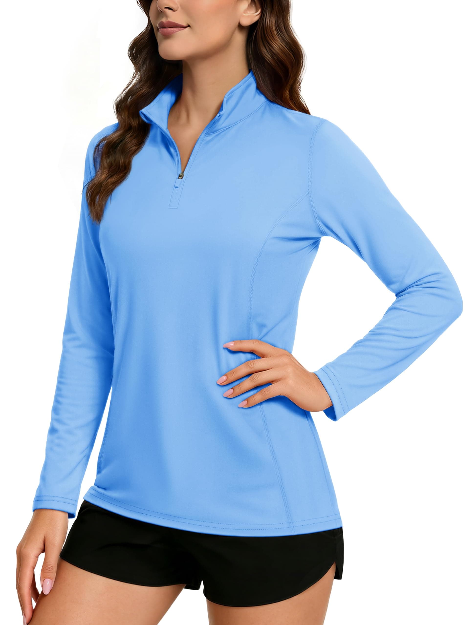 TACVASEN Women's Quarter Zip Pullover Golf Shirts UPF 50+ Long Sleeve Sun Shirts UV Protection Workout Tops