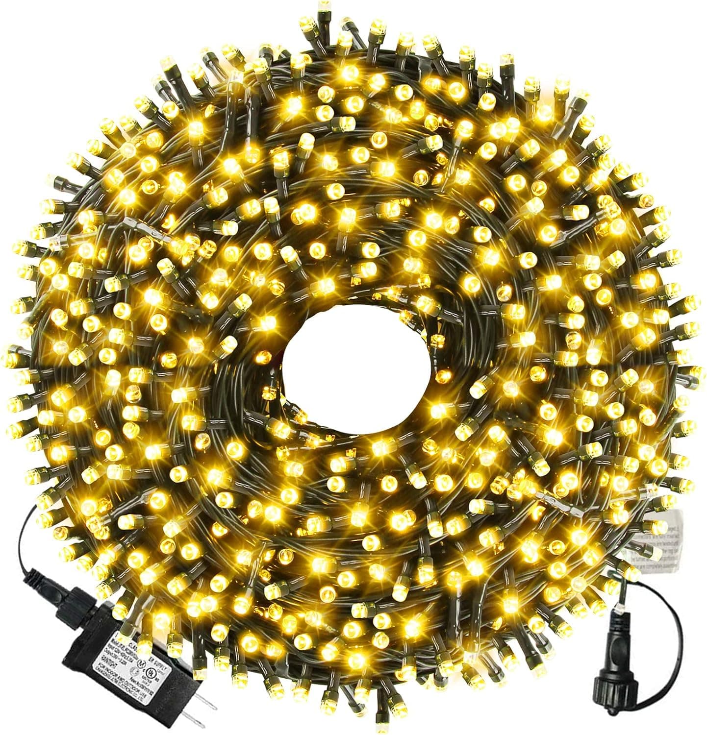 XTF2015 105FT 300LED Christmas Lights Outdoor Indoor,Christmas Tree Lights | End to End Plug 8 Modes UL Certified Outdoor Indoor Fairy Light Christmas Tree, Garden, Party, Wedding, Holiday (Warm White)