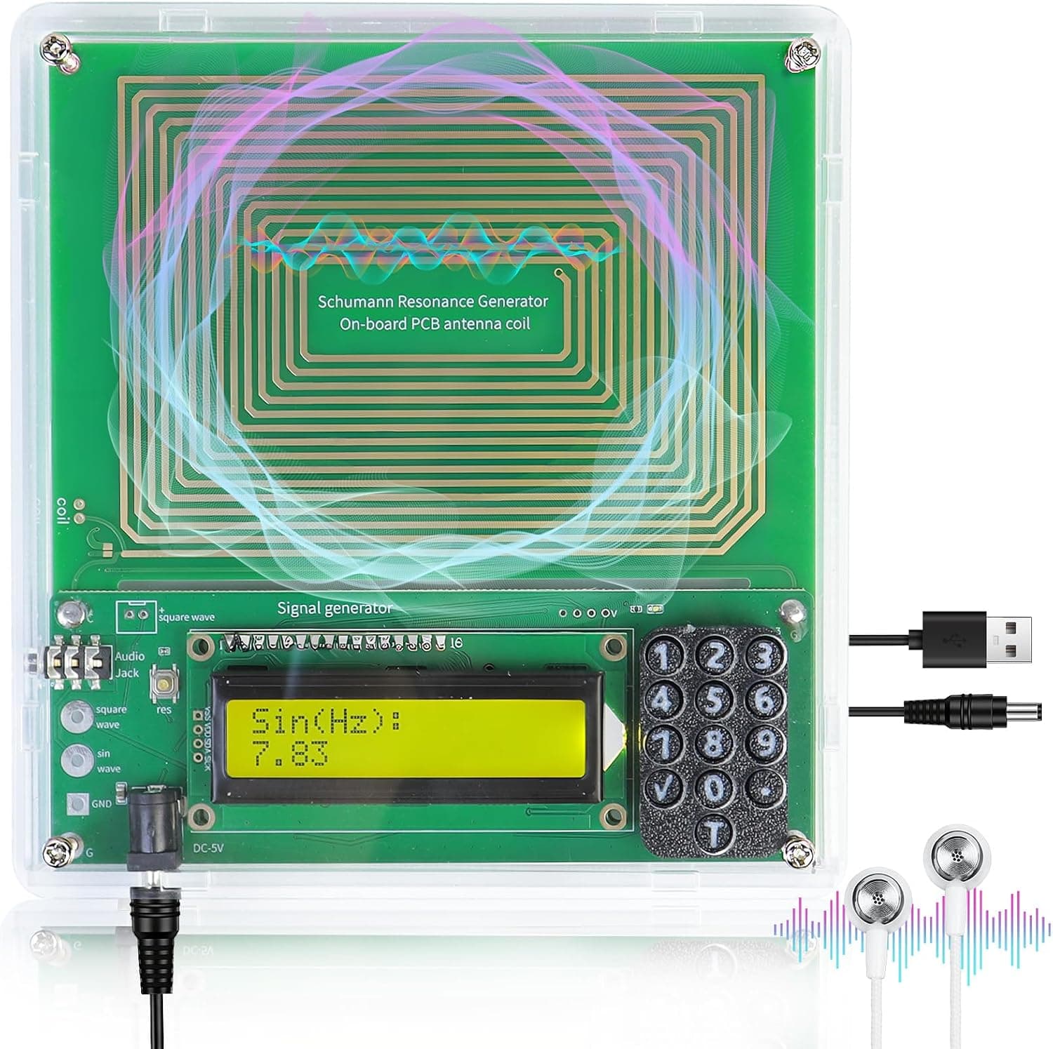 Schumann Wave Generator with Protected Large Keypad – 7.83 Hz Earth Resonance & Adjustable Frequency Devices for Healing, Focus & Deep Sleep