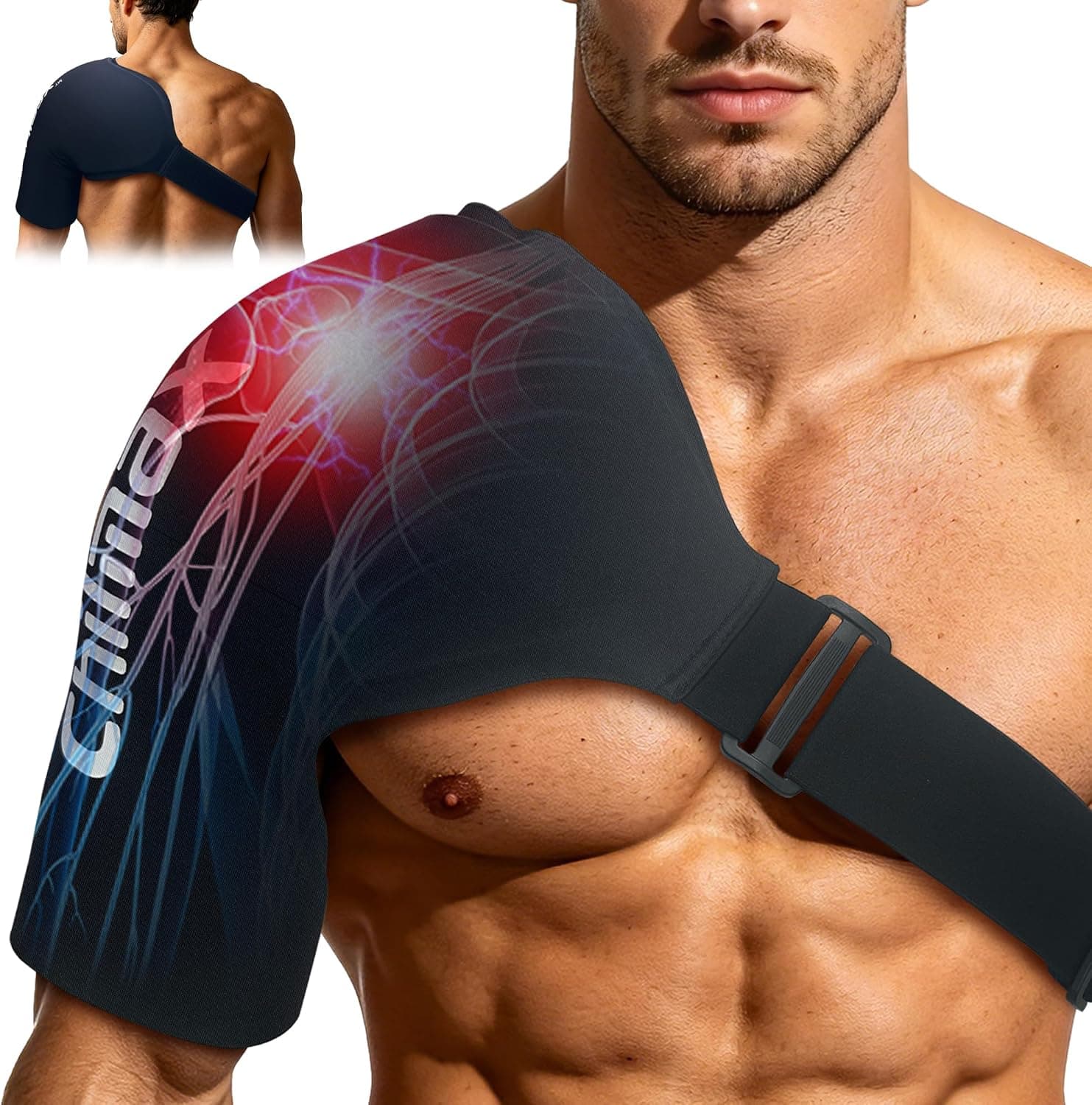 Chilmax Shoulder Ice Pack Wrap for Rotator Cuff Cold Therapy Brace | Reusable Heat & Cooling Compression Gel Arm Sleeve for Shoulder Pain Relief, Injuries Post-Surgery Recovery,Men Women Gift