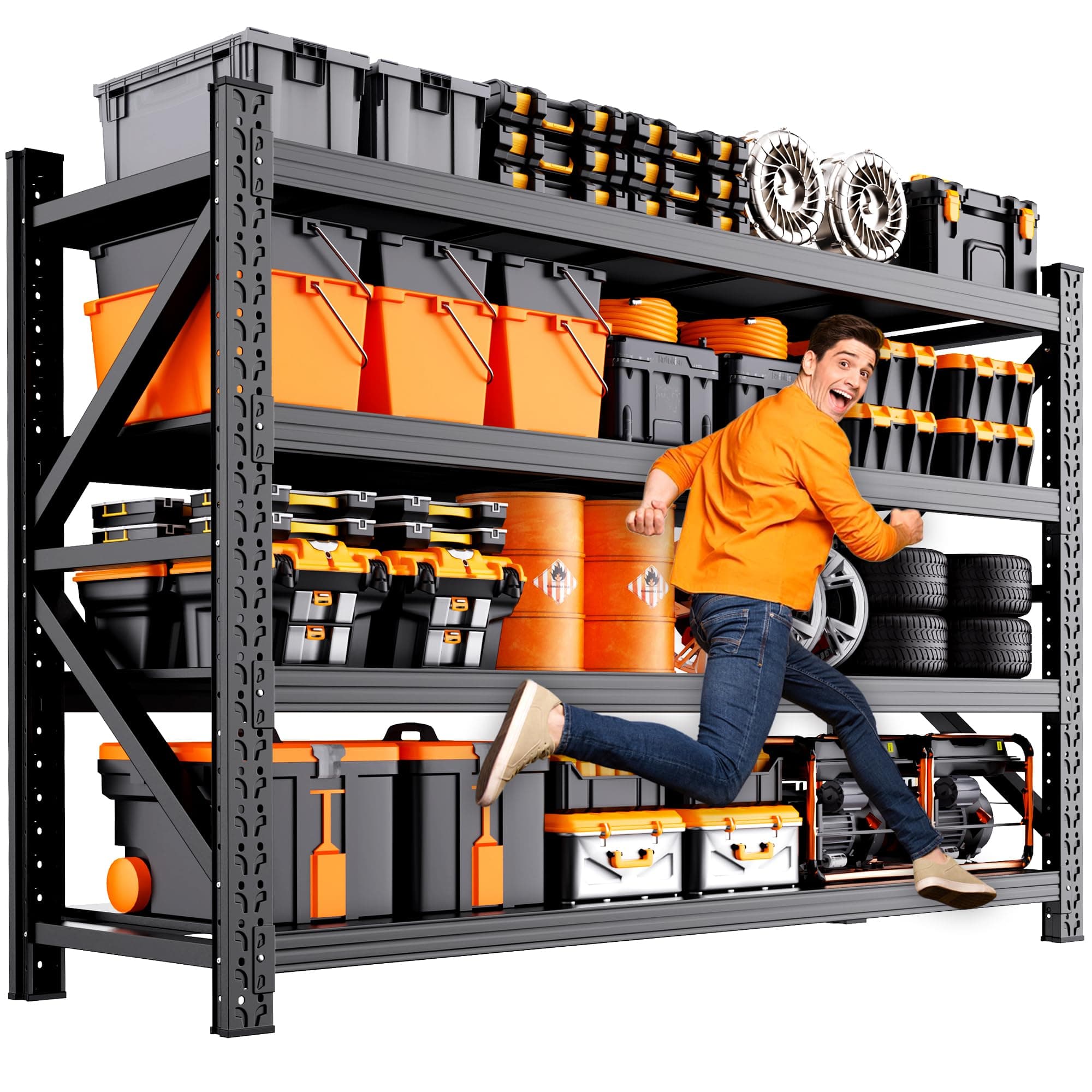 DIDSIS 79" W Metal Storage Shelves,4 Tier Adjustable Heavy Duty Garage Shelving Units,Utility Industrial Storage Shelf for Warehouse,Basement,Shop,79" W x 24" D x 74" H