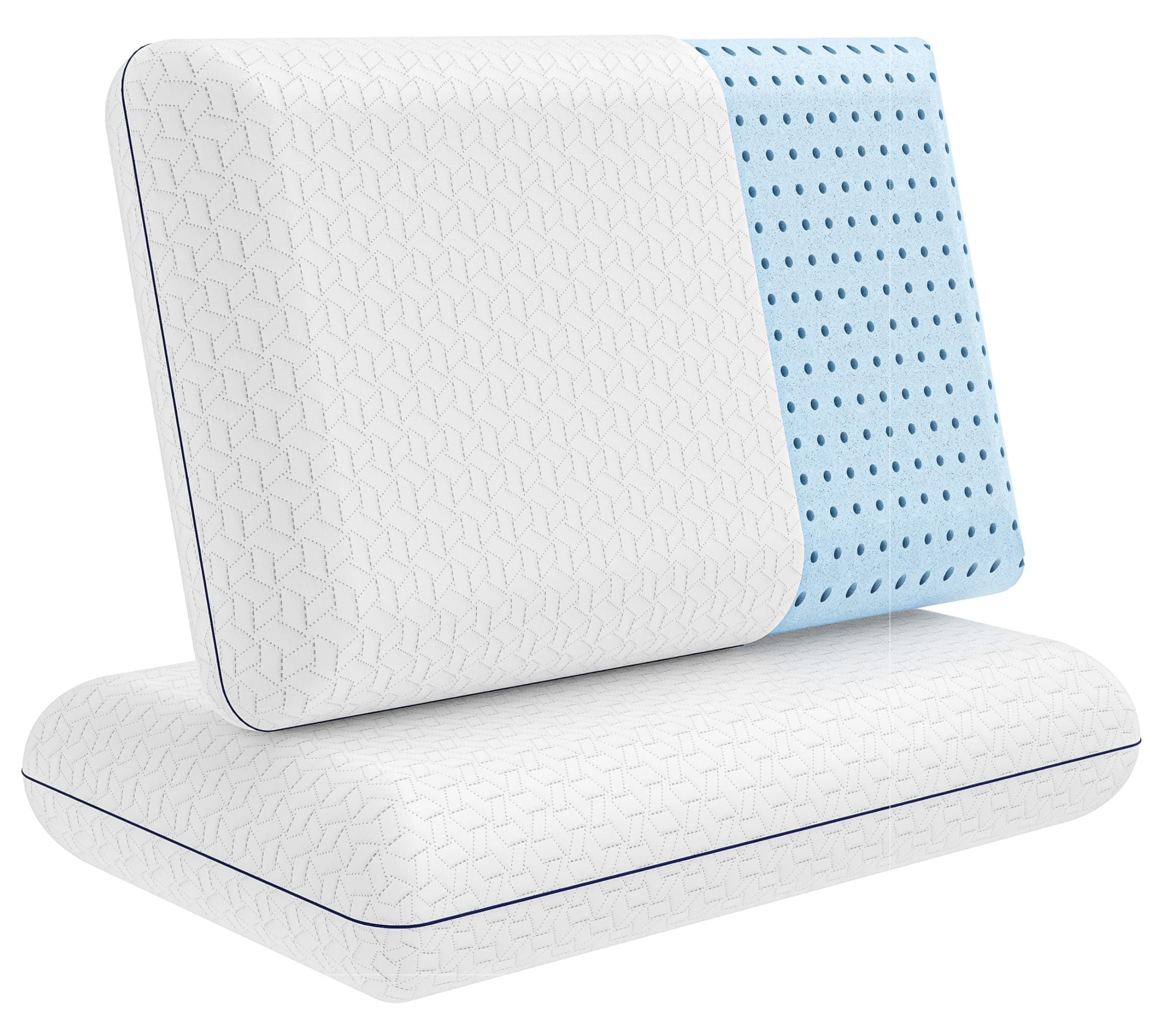 Vaverto King Size Memory Foam Pillows - Firm Pillow - King Size 2-Pack | Memory foam pillow - Back stomach & side sleepers - Shoulder & back pain relief -Cooling pillow washable bamboo viscose cover